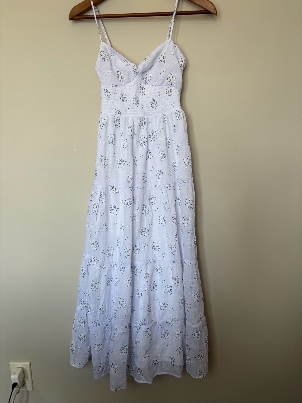 Altar'd State White Eyelet Maxi Dress with Spaghetti Straps XS